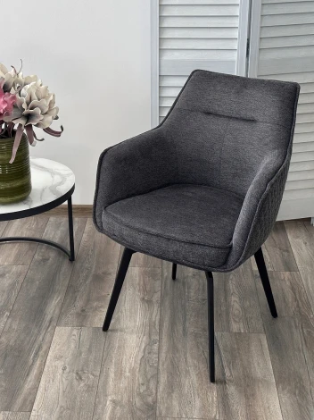 Стул RENLY 180 град. поворот. Brego-16 Темно-серый, ткань / Черный, ®DISAUR