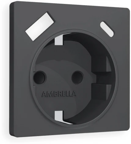 Лицевая панель Ambrella Volt ALFA (Графит Мягкое касание) для электрической розетки с заземлением со шторками 2USB A+C QUANT AP9100