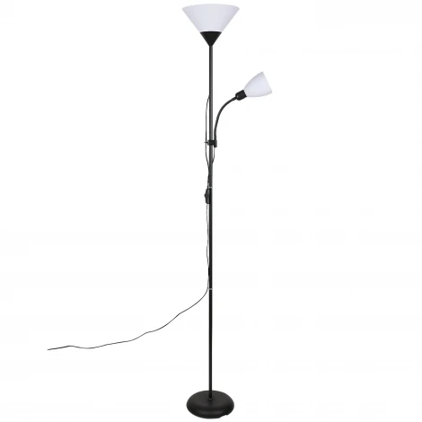 Торшер под лампу Е27 и Е14, 2х60W. Черный/Белый Uniel UML-T520 E27+E14 BLACK/WHITE