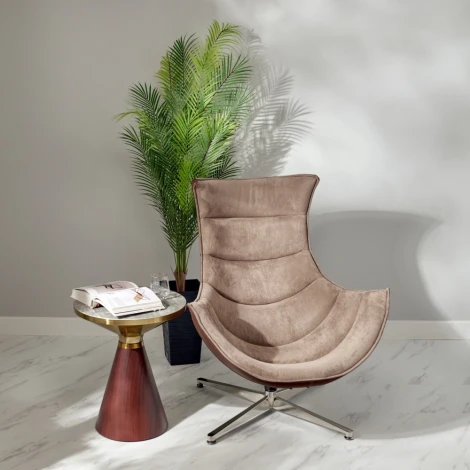 Кресло Bradexhome LOBSTER CHAIR латте искусственная замша, коричневый