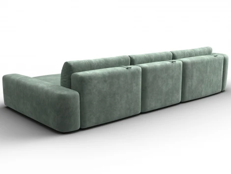 Диван угловой Лига-066 НПБ Лонг угол правый (ЛДСП,Фанера,Брус,Велюр/Зеленый) Лига Диванов 131218