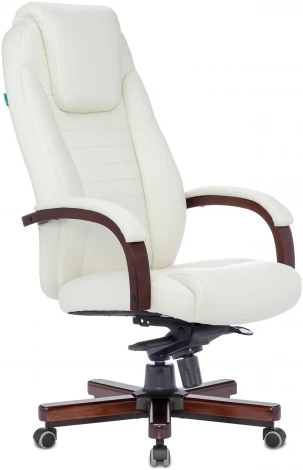 Кресло руководителя Бюрократ T-9923WALNUT слоновая кость кожа крестовина металл/дерево