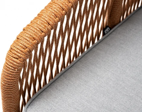 "Канны" кресло плетеное из роупа, каркас алюминий светло-серый (RAL7035) муар, роуп светло-серый круглый, ткань светло-серая 4SIS арт.УТ-00009478