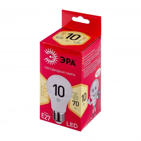 Лампочка светодиодная E27 10W ЭРА LED A60-10W-827-E27 R