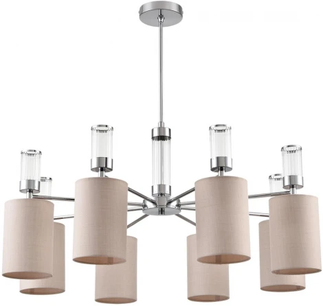 Потолочная люстра на штанге Lumion Arnika 6585/8 хром/бежевый, металл/текстиль, стекло E14 8*40W 220V