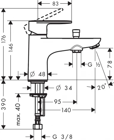 Смеситель Hansgrohe Vernis Blend 71444000 на борт ванны, хром