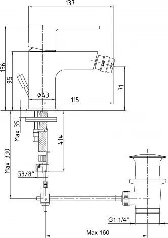 Смеситель E.C.A. Nita 102110151EX для биде