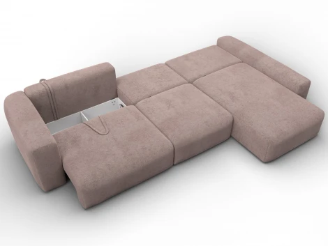 Диван угловой Лига-066 НПБ Лонг угол правый (ЛДСП,Фанера,Брус,Велюр/Бежевый) Лига Диванов 131226