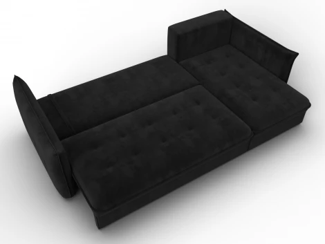 Диван угловой Лига-100 НПБ угол универсальный (ДСП,Фанера/Пластик/Велюр/Черный) Лига Диванов 133683