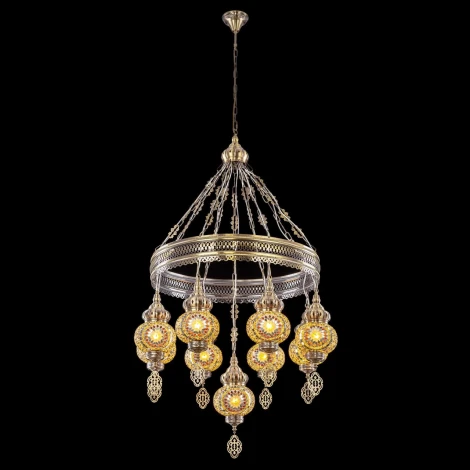 Подвесная люстра с подвесками Citilux Каир CL419185 Мозаика янтарь