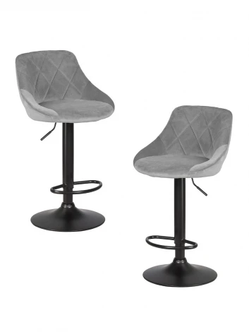 Набор 2 шт Стул барный DOBRIN LOGAN BLACK (серый велюр (MJ9-75))