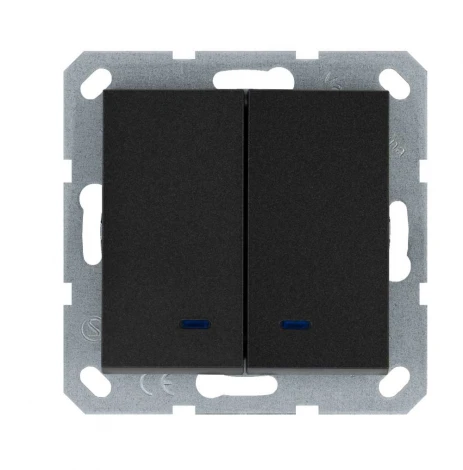 Выключатель двухклавишный с подсветкой (антрацит) Jasmart G-Classic G3023NB