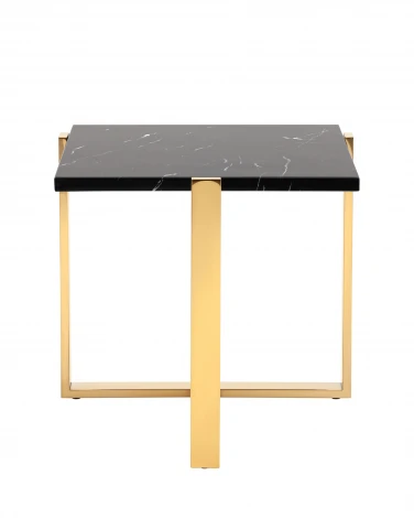 Журнальный столик Stool Group Тоби 61*61 черный мрамор сталь золото УТ000036328