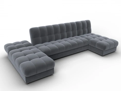 Диван П-образный Лига-116 НПБ (ДСП,ЛДСП,Велюр/Серый) Лига Диванов 137329