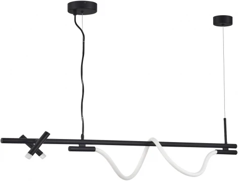 Подвесной светильник с гибким неоном ST Luce Marlow SL6118.403.03 Черный/Черный LED 2+1*3+11W 4000K (220V, на тросе, асимметрия)