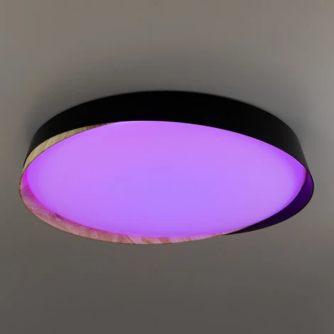 Потолочный светильник RGB круглый Citilux Bonny CL754451G Черный+Клен LED с пультом (220V, круглые)