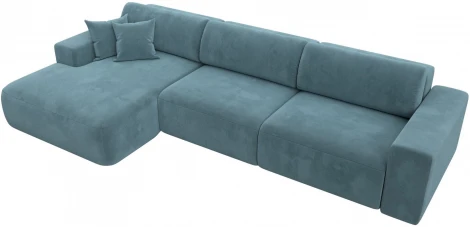 Диван угловой Лига-036 НПБ Классик Лонг левый угол (Бирюзовый/Велюр) Лига Диванов арт.121391L