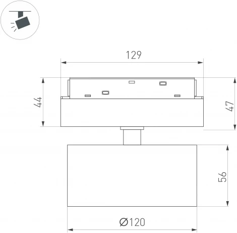Трековый светильник магнитный MAG-ORIENT-RONDO-R120-15W Day4000-MIX (BK, 110 deg, 48V, DALI) (Arlight, IP20 Металл) 048358 (LED)