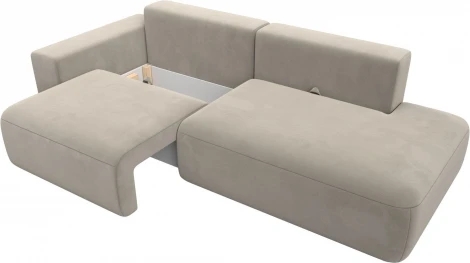 Диван прямой Лига-036 НПБ Модерн подлокотник слева (Бежевый/Микровельвет) Лига Диванов арт.121330L