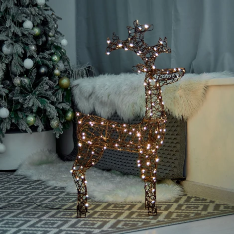 Фигура светодиодная каркасная «Олень-3», 60х98см, 160 светодиодов. теплый белый свет, провод коричневый Uniel ULD-M6098-160/SBA WARM WHITE IP44 DEER-3