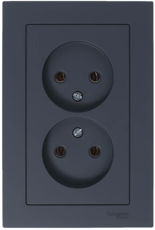 Розетка встраиваемая двойная без заземления (грифель) Systeme Electric AtlasDesign ATN000720