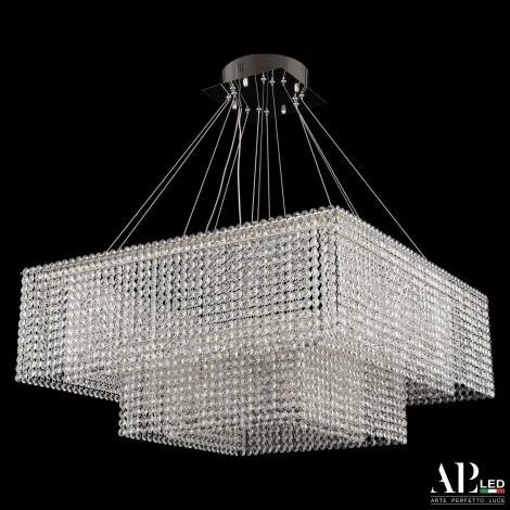 Подвесная люстра светодиодная APL LED Sicilia SH04.71.2D.A.Ni.4000 (220V, хрусталь, на тросе)
