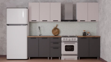 ГК Аленушка 2 м Магнолия Кашемир/Сталь, черный (без столешницы)