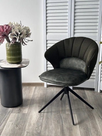 Стул ASTRA 360 град. поворот Зеленый Sonic 77 ткань / 7525-156 велюр / черный каркас, ®DISAUR (арт.621M05768)