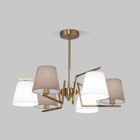 Потолочная люстра Wi-Fi на штанге Eurosvet Ozark 60149/6 латунь (220V, управление смартфоном, голосовое управление, умный дом - Minimir Home, Алиса, Маруся, Салют)