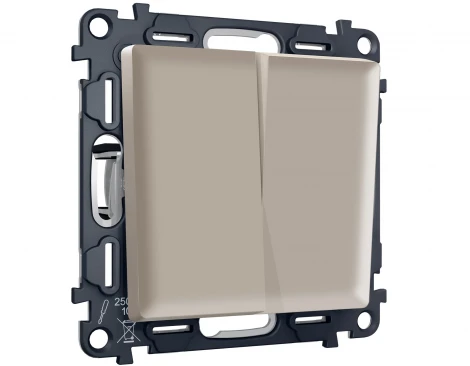 Комплект механизма двухклавишного перекрестного выключателя встраиваемый (серо-бежевый матовый) Ambrella Volt QUANT MA363030