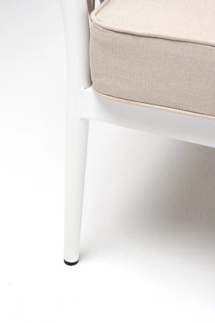 "Касабланка" диван 2-местный плетеный из роупа, каркас алюминий белый муар, роуп бежевый 20мм, ткань бежевая 15052 4SIS арт.УТ-00009934