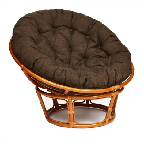 Кресло PAPASAN/ПАПАСАН 23/01 W /с подушкой/ диаметр подушки 125см, 115х101х104см, коньячный, ткань коричневый, 3м7-147 Tetchair 13731