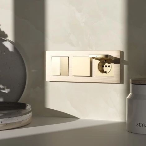 Розетка с заземлением с защит. крышкой и шторками (шампань) Werkel W1171211 (a069581)