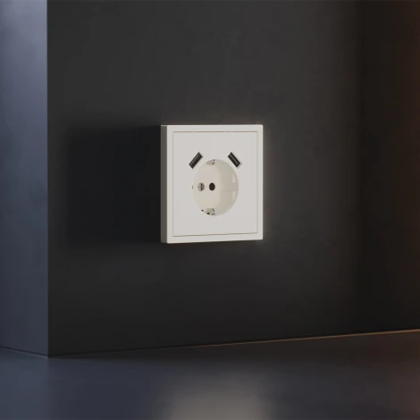 Накладка для розетки с заземлением и защитными шторками с USB A+A (хлопок) Voltum S70 VLS000913