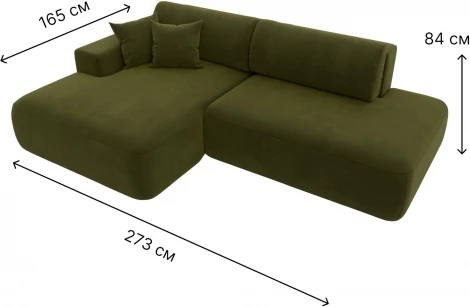 Диван угловой Лига-036 НПБ Модерн левый угол (Зеленый/Микровельвет) Лига Диванов арт.121402L