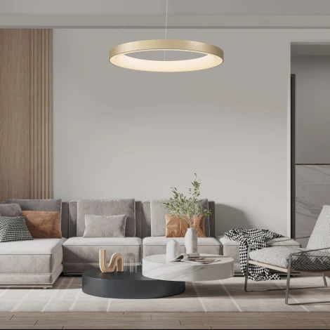 Подвесной светильник Mantra Niseko 8573 (регулировка яркости, LED, 220V, пульт управления, на тросе, кольцо)