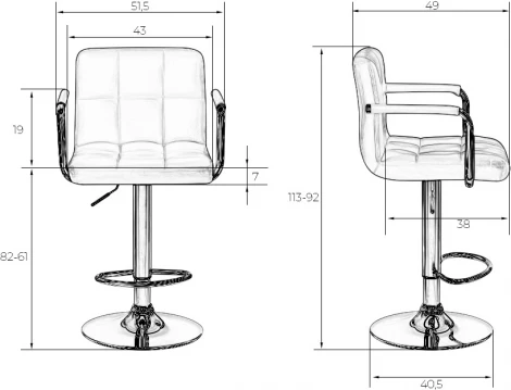 Стул барный DOBRIN KRUGER ARM BLACK (серый велюр (MJ9-75))