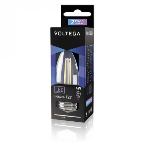 Лампочка светодиодная E27 4W 220V 2800K Voltega 4669