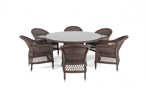Обеденная группа плетеная, цвет коричневый 4SIS Эспрессо-150 S ECS6T-7-SET brown