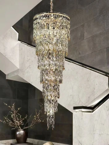 Подвесная люстра каскадная Fluorite The Empress FL1061-32P (220V, хрусталь, на цепи)