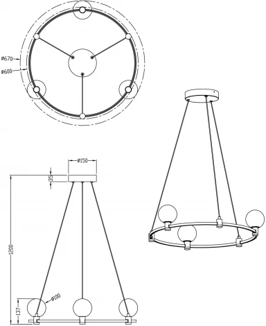 Подвесная люстра Freya Urban FR4005PL-03B1 (LED, 24V, на тросе, шарики, кольцо)