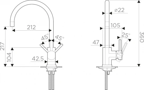 Смеситель Omoikiri Wakayama C для кухонной мойки
