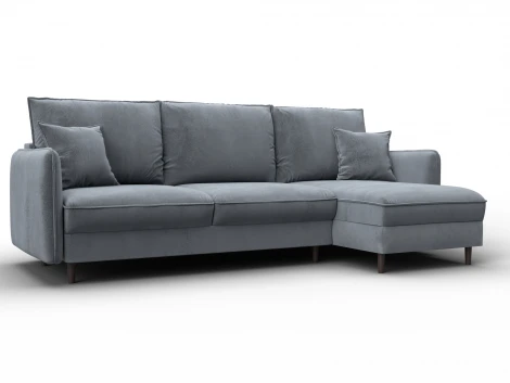 Диван угловой Лига-064 НПБ угол универсальный (ДСП/Дерево/Велюр/Серый) Лига Диванов 129629