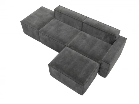 Диван угловой модульный Лига-063 угол правый (ДСП/Пластик/Велюр/Серый) Лига Диванов 129795