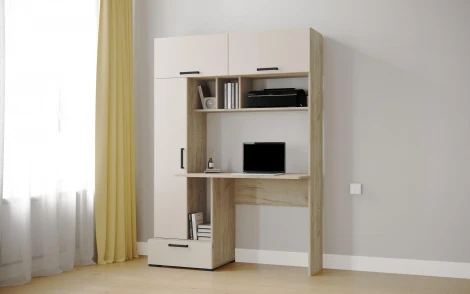 Компьютерный стол ТЭКС Квартет-11, Дуб крафт серый, кашемир