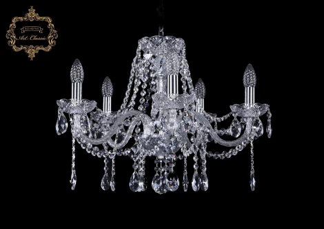 Подвесная люстра Art Classic 11.12 11.12.5.195.Cr.Sp (220V, хрусталь, на цепи, подсвечник, свеча)
