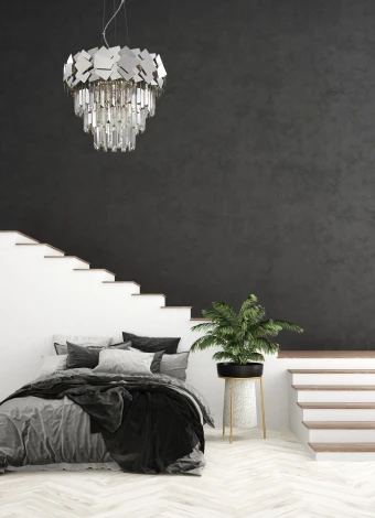 Подвесная люстра каскадная Simple Story 1032 1032-6PL (220V, хрусталь, подвески, на тросе)