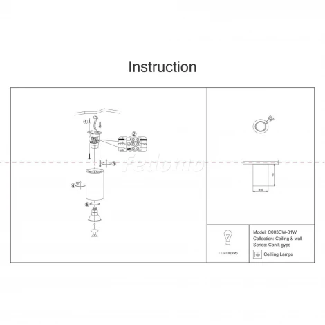 Накладной потолочный светильник Conik gyps GU10 1x30Вт Maytoni Technical C003CW-01W