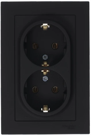 Розетка встраиваемая двойная с заземлением (карбон) Systeme Electric AtlasDesign ATN001024