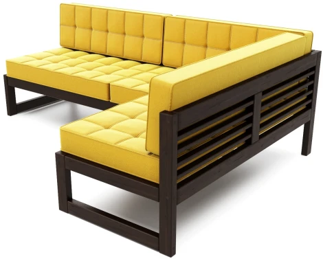 Диван Arsko угловой Сега У венге велюр желтый